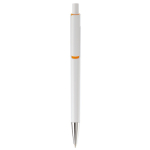 Witte plastic pen met subtiele kleurdetails kleur oranje tweede weergave