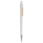 Witte plastic pen met subtiele kleurdetails kleur oranje vijfde weergave