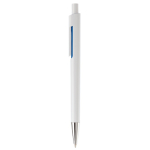 Witte plastic pen met subtiele kleurdetails kleur donkerblauw