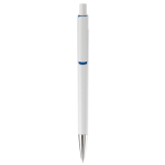 Witte plastic pen met subtiele kleurdetails kleur donkerblauw tweede weergave