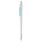 Witte plastic pen met subtiele kleurdetails kleur lichtblauw