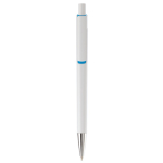 Witte plastic pen met subtiele kleurdetails kleur lichtblauw tweede weergave