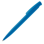 Kleurrijke plastic pen met drukknop gemaakt in de EU kleur lichtblauw derde weergave