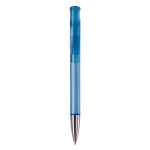 Transparante gekleurde plastic pen met metalen punt kleur doorzichtig blauw tweede weergave