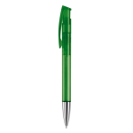 Transparante gekleurde plastic pen met metalen punt kleur doorzichtig groen