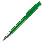Transparante gekleurde plastic pen met metalen punt kleur doorzichtig groen derde weergave