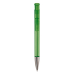 Transparante gekleurde plastic pen met metalen punt kleur doorzichtig groen vierde weergave