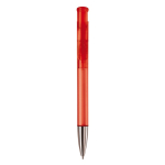 Transparante gekleurde plastic pen met metalen punt kleur doorzichtig rood tweede weergave