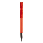 Transparante gekleurde plastic pen met metalen punt kleur doorzichtig rood vierde weergave