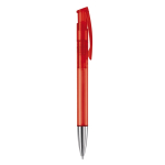 Transparante gekleurde plastic pen met metalen punt kleur doorzichtig rood vijfde weergave