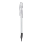 Transparante gekleurde plastic pen met metalen punt kleur doorzichtig wit