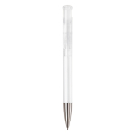 Transparante gekleurde plastic pen met metalen punt kleur doorzichtig wit tweede weergave