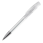 Transparante gekleurde plastic pen met metalen punt kleur doorzichtig wit derde weergave