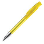 Transparante gekleurde plastic pen met metalen punt kleur doorzichtig geel derde weergave