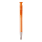 Transparante gekleurde plastic pen met metalen punt kleur doorzichtig oranje tweede weergave