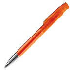 Transparante gekleurde plastic pen met metalen punt kleur doorzichtig oranje derde weergave