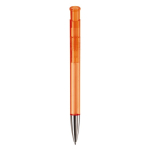 Transparante gekleurde plastic pen met metalen punt kleur doorzichtig oranje vierde weergave