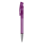 Transparante gekleurde plastic pen met metalen punt kleur doorzichtig paars
