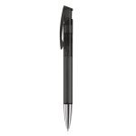 Transparante gekleurde plastic pen met metalen punt kleur doorzichtig zwart