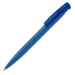 Kleurrije plastic pen met soft-touch afwerking kleur blauw derde weergave