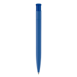 Kleurrije plastic pen met soft-touch afwerking kleur blauw vierde weergave
