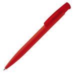 Kleurrije plastic pen met soft-touch afwerking kleur rood derde weergave