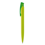 Kleurrije plastic pen met soft-touch afwerking kleur limoen groen