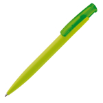 Kleurrije plastic pen met soft-touch afwerking kleur limoen groen derde weergave