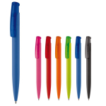 Kleurrije plastic pen met soft-touch afwerking