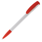 Plastic pen met kleurrijke punt en clip gemaakt in de EU kleur rood derde weergave