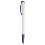 Plastic pen met kleurrijke punt en clip gemaakt in de EU kleur donkerblauw