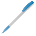 Plastic pen met kleurrijke punt en clip gemaakt in de EU kleur lichtblauw derde weergave