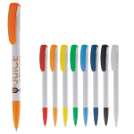 Plastic pen met kleurrijke punt en clip gemaakt in de EU