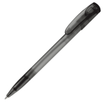 Transparante gekleurde plastic pen met gebogen clip kleur zwart vierde weergave