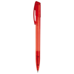 Transparante gekleurde plastic pen met gebogen clip kleur rood