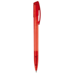 Transparante gekleurde plastic pen met gebogen clip kleur rood tweede weergave