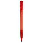 Transparante gekleurde plastic pen met gebogen clip kleur rood derde weergave