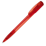 Transparante gekleurde plastic pen met gebogen clip kleur rood vierde weergave