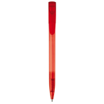 Transparante gekleurde plastic pen met gebogen clip kleur rood vijfde weergave