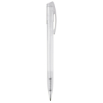 Transparante gekleurde plastic pen met gebogen clip kleur wit tweede weergave
