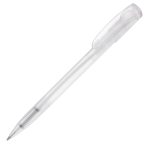 Transparante gekleurde plastic pen met gebogen clip kleur wit vierde weergave