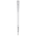 Transparante gekleurde plastic pen met gebogen clip kleur wit vijfde weergave