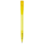 Transparante gekleurde plastic pen met gebogen clip kleur geel vijfde weergave