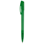 Transparante gekleurde plastic pen met gebogen clip kleur groen