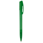 Transparante gekleurde plastic pen met gebogen clip kleur groen tweede weergave