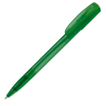 Transparante gekleurde plastic pen met gebogen clip kleur groen vierde weergave