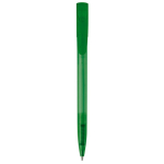 Transparante gekleurde plastic pen met gebogen clip kleur groen vijfde weergave
