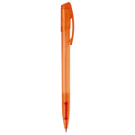 Transparante gekleurde plastic pen met gebogen clip kleur oranje tweede weergave