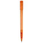 Transparante gekleurde plastic pen met gebogen clip kleur oranje derde weergave