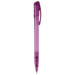 Transparante gekleurde plastic pen met gebogen clip kleur paars